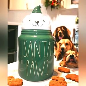 Rae Dunn Christmas Santa Paws Canister